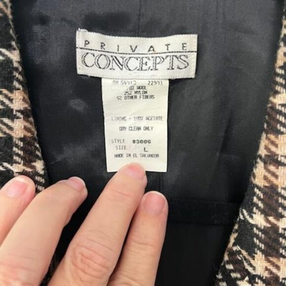 Vintage Rare Wool Blend Tweed Blazer Private Concepts Women's Large Preppy - Picture 7 of 7